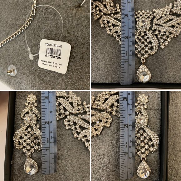 Touchstone Indian Bollywood Crystal Necklace Earrings Set - Picture 13 of 17